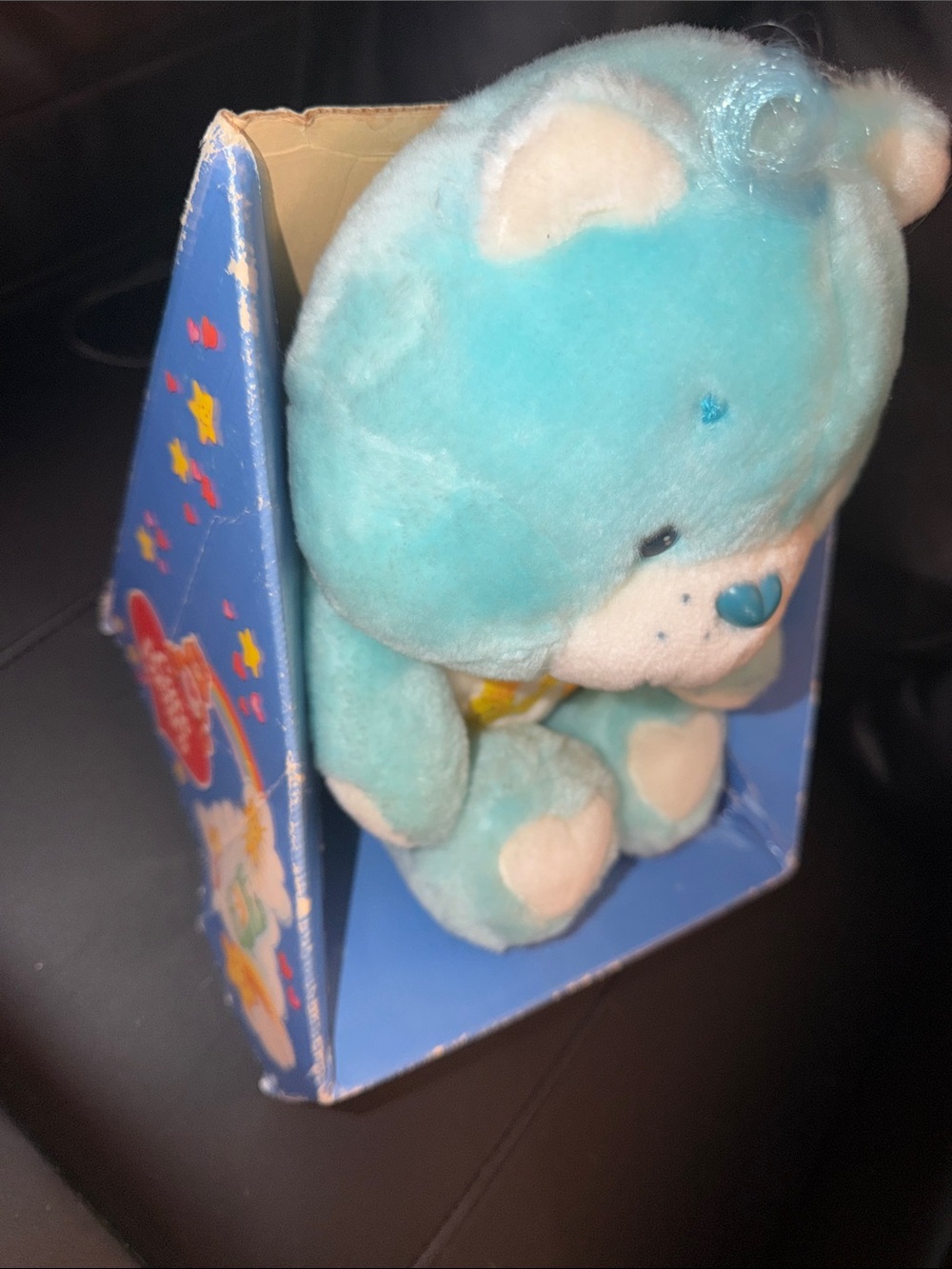 Vintage 1980’s Care Bears Wish Bear Light Blue Plush with Yellow Rainbow Belly - Picture 6 of 7